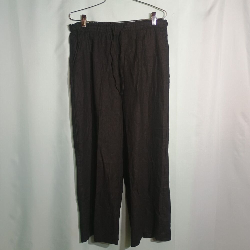 Women’s Black Wide Leg Pull-On Pants – Elastic Waist Relaxed Casual Trousers